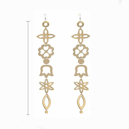 European And American Acrylic Four-leaf Clover Pattern Bell Long Earrings-Jewearrings