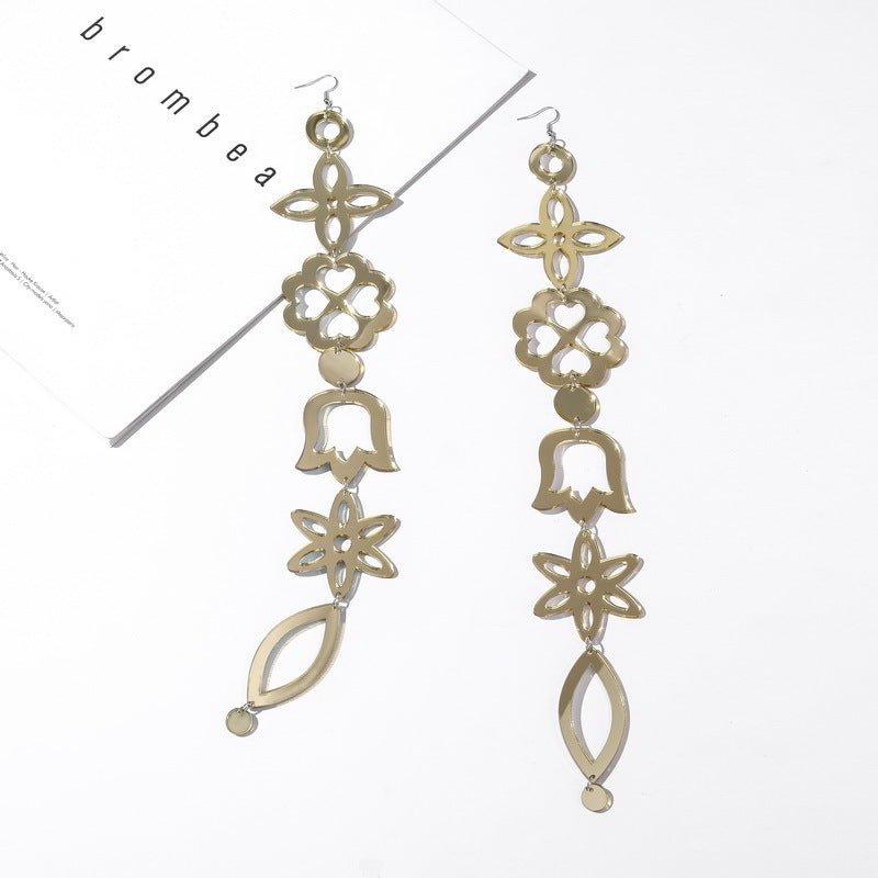 European And American Acrylic Four-leaf Clover Pattern Bell Long Earrings-Jewearrings