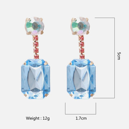 European And American Big Exaggerated Earrings Simple Glass Diamond-Jewearrings