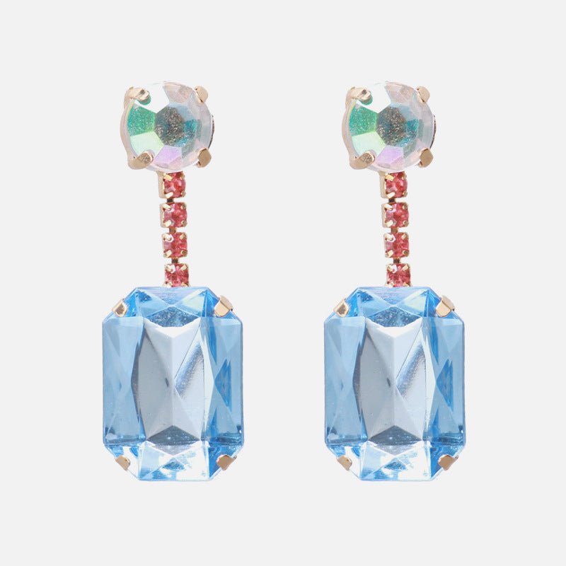 European And American Big Exaggerated Earrings Simple Glass Diamond-Jewearrings