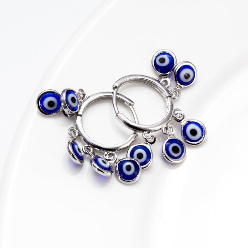 European And American Blue Eye Pierced Earrings-Jewearrings