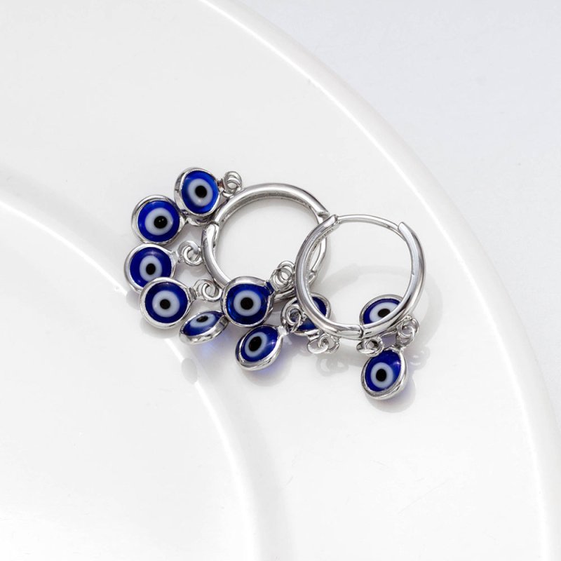 European And American Blue Eye Pierced Earrings-Jewearrings