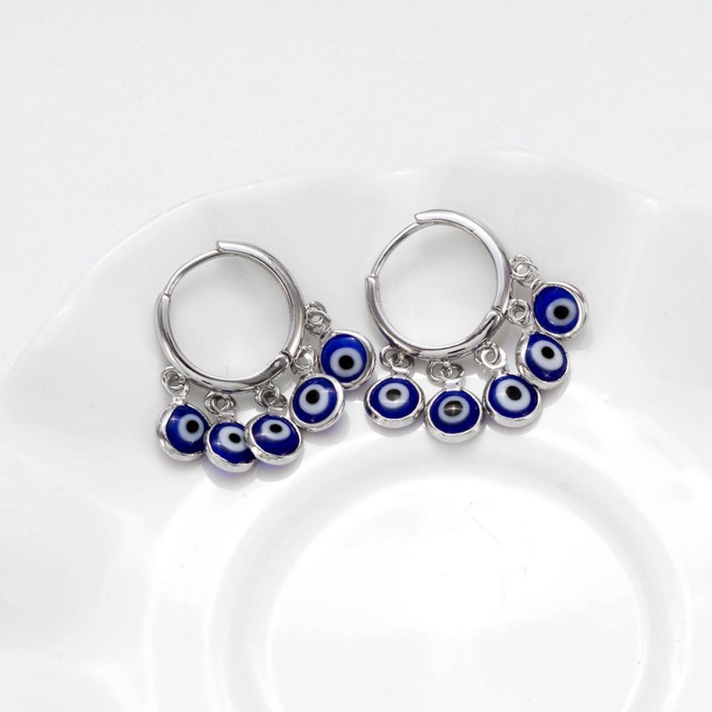 European And American Blue Eye Pierced Earrings-Jewearrings