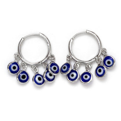 European And American Blue Eye Pierced Earrings-Jewearrings