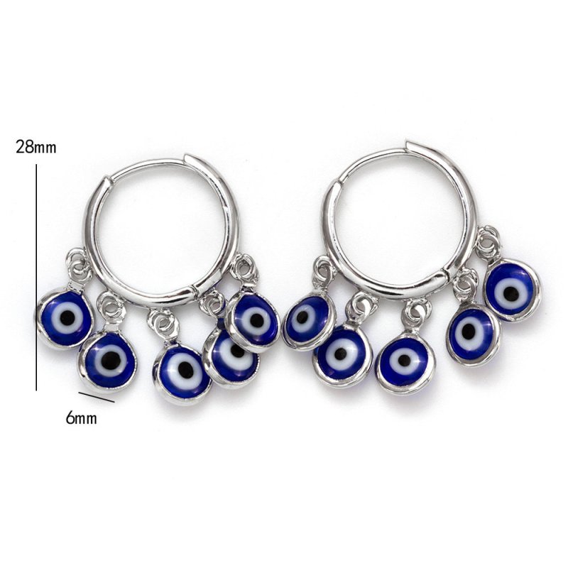 European And American Blue Eye Pierced Earrings-Jewearrings