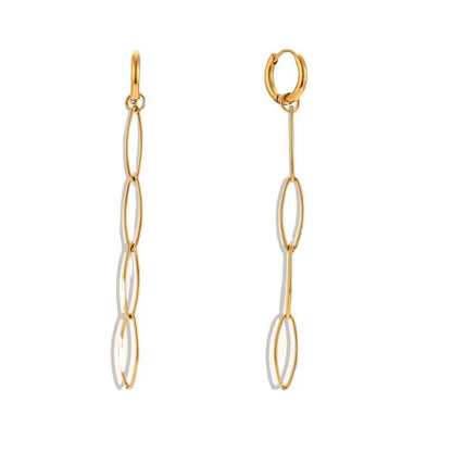 European And American Clip Chain Earrings Stainless Steel Plated 18K Gold-Jewearrings