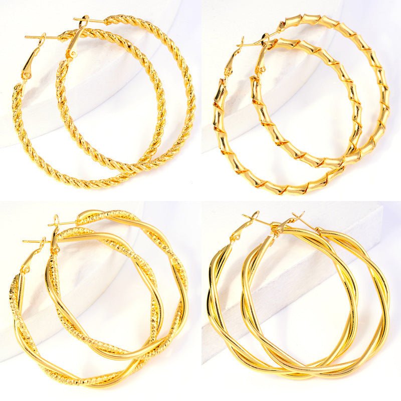 European And American Creative Exaggerated Large Hoop Earrings-Jewearrings