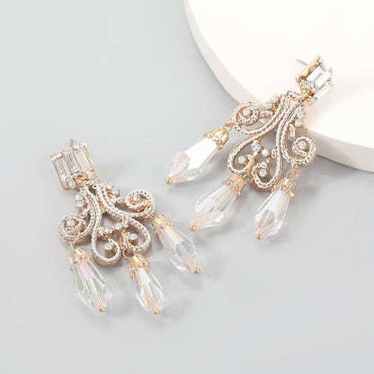 European And American Creative Retro Alloy Diamond And Acrylic Resin Earrings-Jewearrings