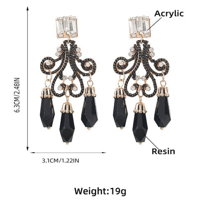 European And American Creative Retro Alloy Diamond And Acrylic Resin Earrings-Jewearrings