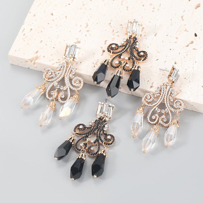 European And American Creative Retro Alloy Diamond And Acrylic Resin Earrings-Jewearrings