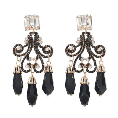 European And American Creative Retro Alloy Diamond And Acrylic Resin Earrings-Jewearrings