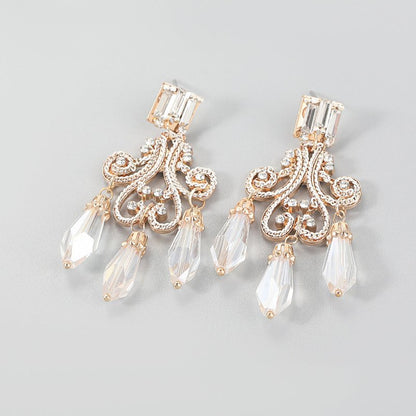 European And American Creative Retro Alloy Diamond And Acrylic Resin Earrings-Jewearrings