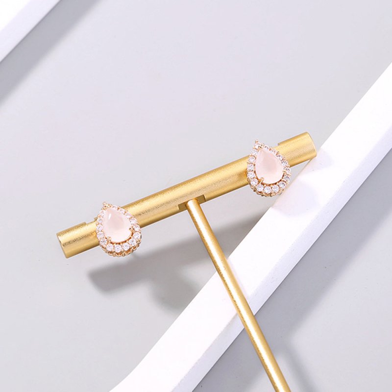 European and American cross-border jewelry Small fresh and simple gold geometric earrings with micro diamonds Gem series daily earrings-Jewearrings