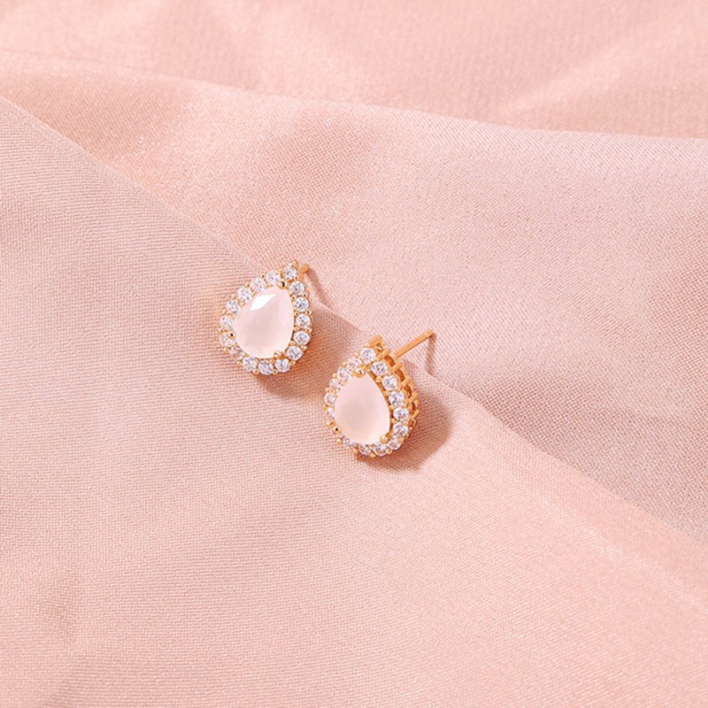 European and American cross-border jewelry Small fresh and simple gold geometric earrings with micro diamonds Gem series daily earrings-Jewearrings