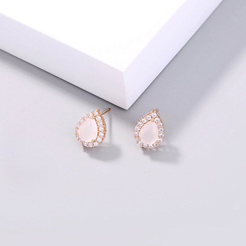 European and American cross-border jewelry Small fresh and simple gold geometric earrings with micro diamonds Gem series daily earrings-Jewearrings