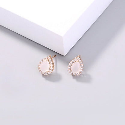 European and American cross-border jewelry Small fresh and simple gold geometric earrings with micro diamonds Gem series daily earrings-Jewearrings