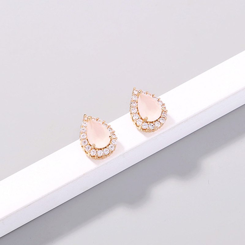 European and American cross-border jewelry Small fresh and simple gold geometric earrings with micro diamonds Gem series daily earrings-Jewearrings