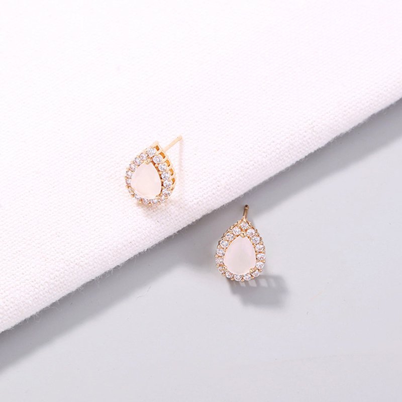 European and American cross-border jewelry Small fresh and simple gold geometric earrings with micro diamonds Gem series daily earrings-Jewearrings