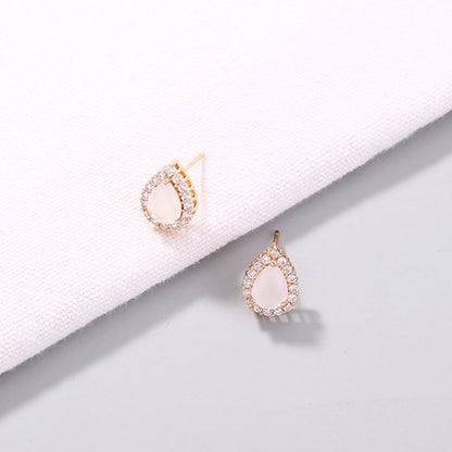 European and American cross-border jewelry Small fresh and simple gold geometric earrings with micro diamonds Gem series daily earrings-Jewearrings