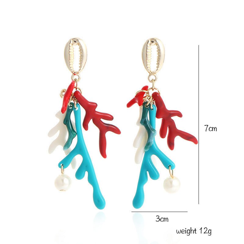 European And American Cross-border New Plastic Coral Pearl Earrings Fashion Earrings-Jewearrings