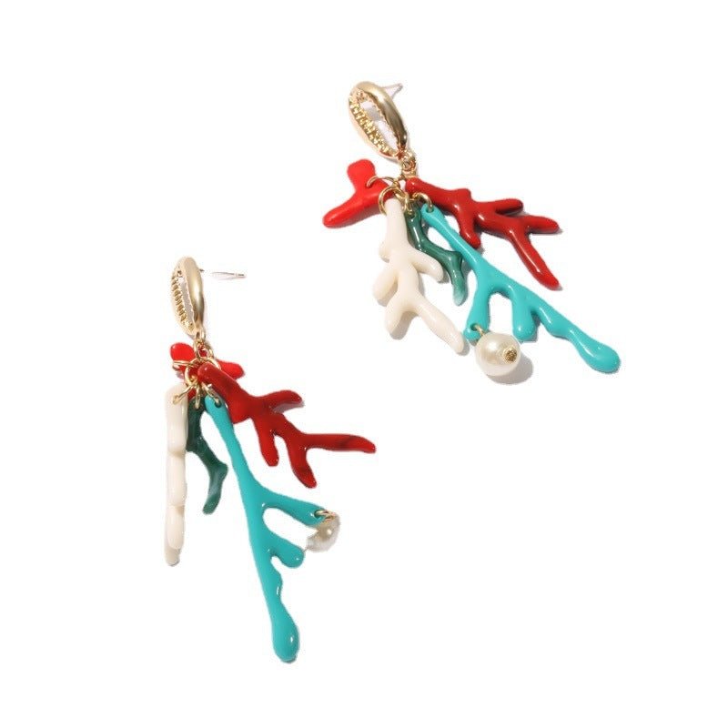 European And American Cross-border New Plastic Coral Pearl Earrings Fashion Earrings-Jewearrings