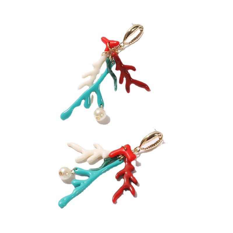 European And American Cross-border New Plastic Coral Pearl Earrings Fashion Earrings-Jewearrings