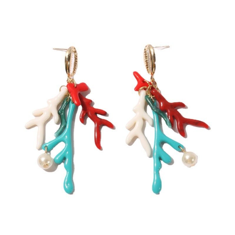 European And American Cross-border New Plastic Coral Pearl Earrings Fashion Earrings-Jewearrings