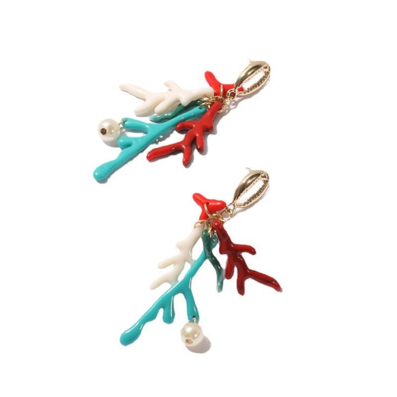 European And American Cross-border New Plastic Coral Pearl Earrings Fashion Earrings-Jewearrings