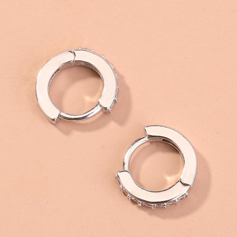 European and American cross-border new products accessories Fashion street shooting wild white k diamond geometric earrings ear clips ins jewelry-Jewearrings