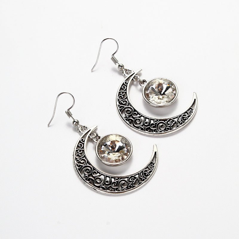 European And American Cross-Border New Sun And Moon Gold And Silver Alloy Earrings-Jewearrings