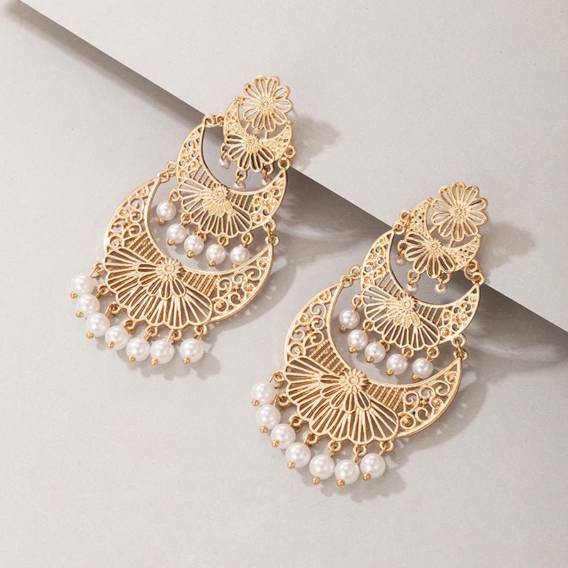 European And American Cross-border New Tassel Pearl Earrings-Jewearrings