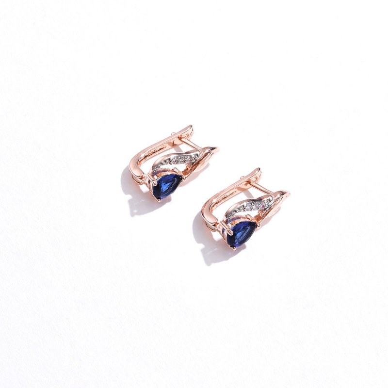 European and American Drop-shaped Blue Zircon Ear Clip Earrings-Jewearrings