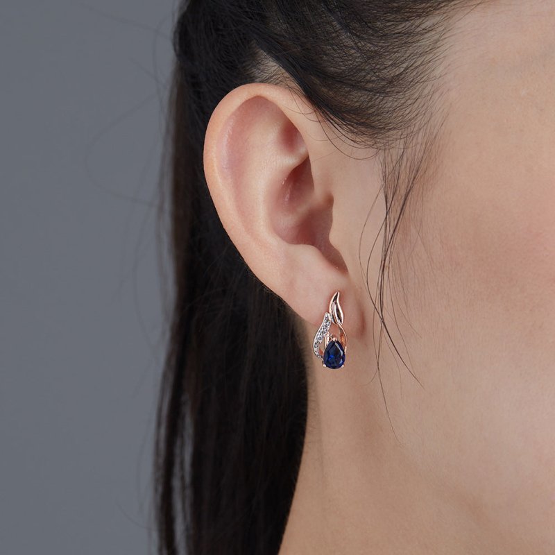 European and American Drop-shaped Blue Zircon Ear Clip Earrings-Jewearrings