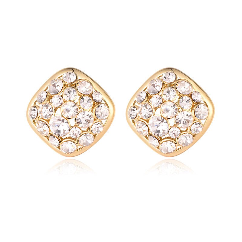 European And American Earrings Fashion Simple Female Diamond Stud Earrings-Jewearrings