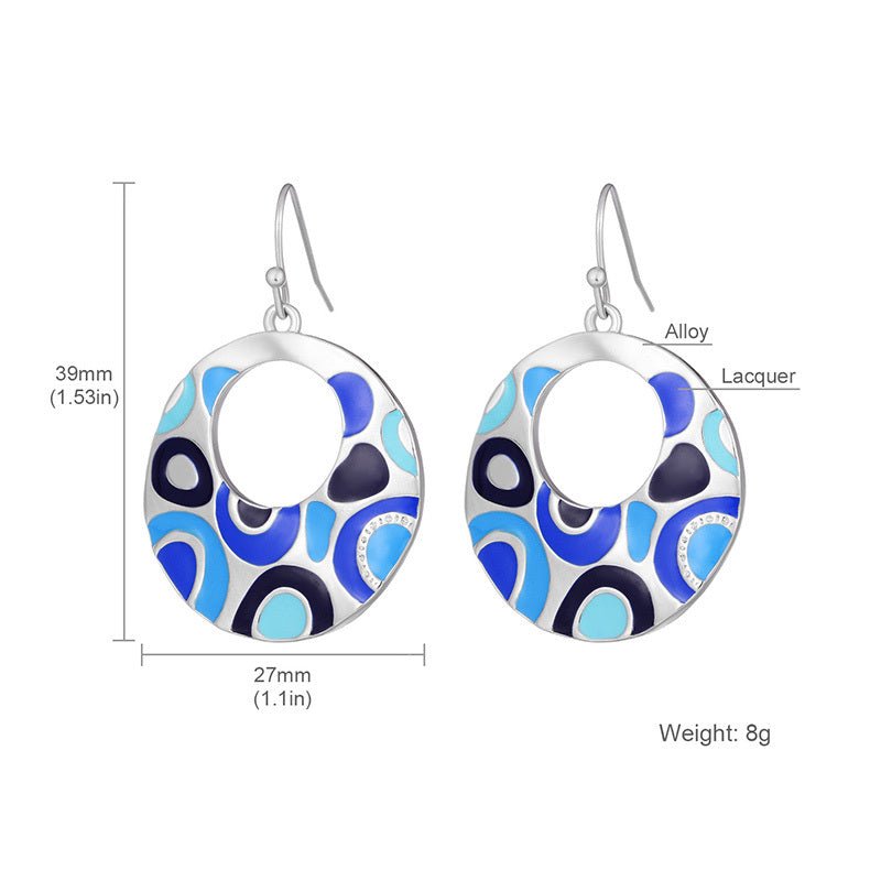 European And American Earrings Fashion Simple Female Ring Blue Earrings-Jewearrings