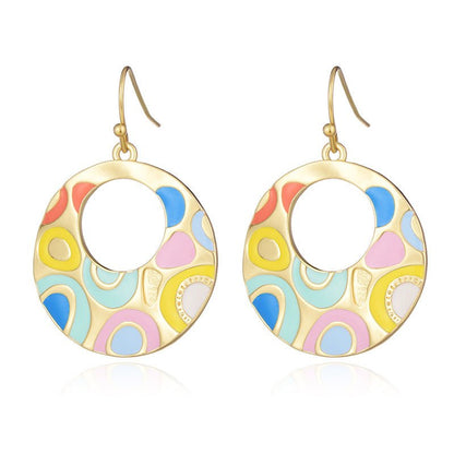 European And American Earrings Fashion Simple Female Ring Blue Earrings-Jewearrings