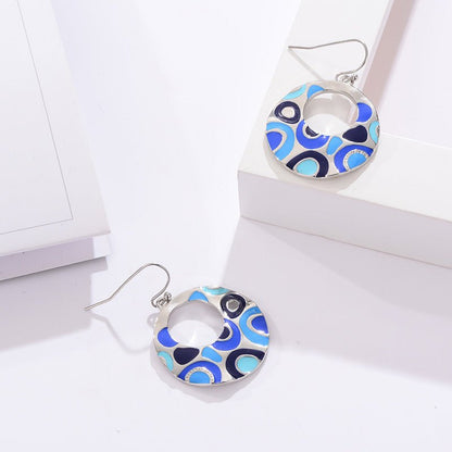 European And American Earrings Fashion Simple Female Ring Blue Earrings-Jewearrings