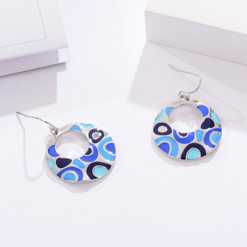 European And American Earrings Fashion Simple Female Ring Blue Earrings-Jewearrings