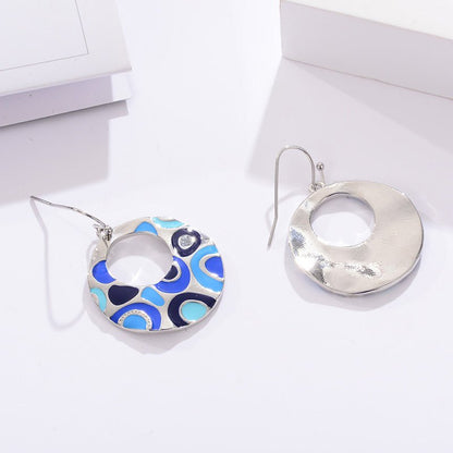 European And American Earrings Fashion Simple Female Ring Blue Earrings-Jewearrings