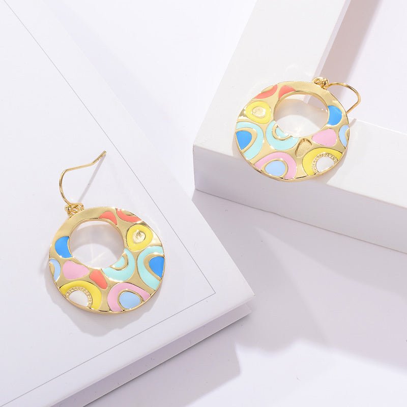 European And American Earrings Fashion Simple Female Ring Blue Earrings-Jewearrings