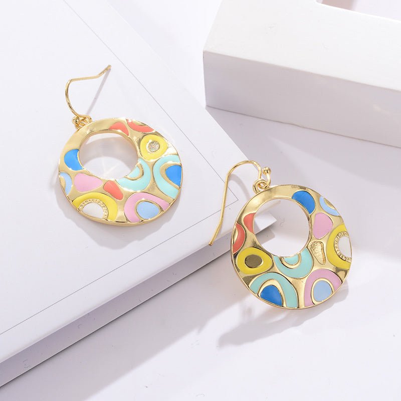 European And American Earrings Fashion Simple Female Ring Blue Earrings-Jewearrings