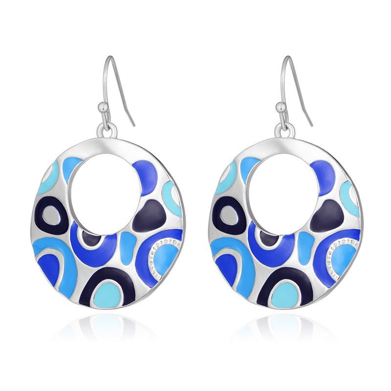 European And American Earrings Fashion Simple Female Ring Blue Earrings-Jewearrings