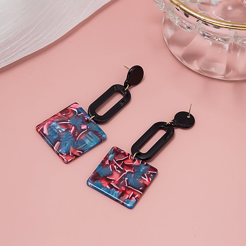 European And American Ethnic Style Acrylic Acetate Plate Geometric Earrings-Jewearrings