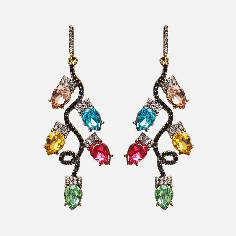 European And American Exaggerated Alloy Diamond Earrings Colorful Stud-Jewearrings