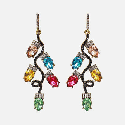 European And American Exaggerated Alloy Diamond Earrings Colorful Stud-Jewearrings