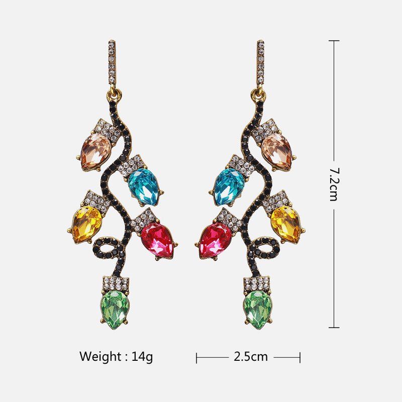 European And American Exaggerated Alloy Diamond Earrings Colorful Stud-Jewearrings