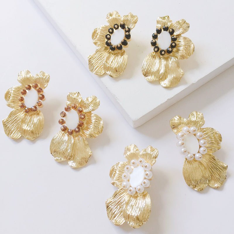 European And American Exaggerated Big-name Alloy Flower Earrings Women's Fashion Autumn And Winter-Jewearrings