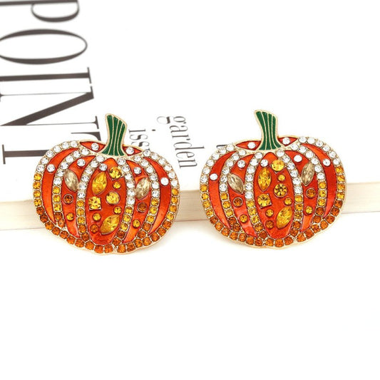 European And American Exaggerated Color Diamond Pumpkin Stud Earrings-Jewearrings