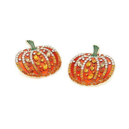 European And American Exaggerated Color Diamond Pumpkin Stud Earrings-Jewearrings