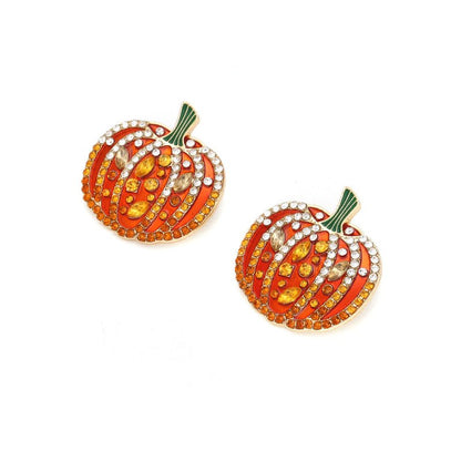 European And American Exaggerated Color Diamond Pumpkin Stud Earrings-Jewearrings